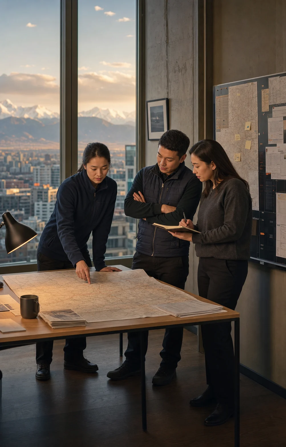 Almaty team reviewing a cross-border route